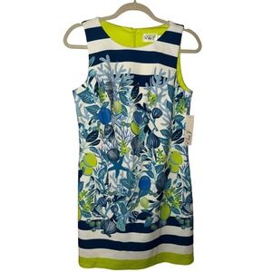 Eliza J‎ Sleeveless Size 8 Dress Blue Green White Coastal Print Party Cocktail
